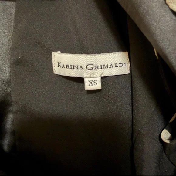 Karina Grimaldi Floral Ruffle Satin V Neckline Dress – XS - Picture 3 of 5